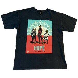 Obey‎ Hope for Darfur T-Shirt XL Black Shepard Fairey Graphic Tee Vintage 2007